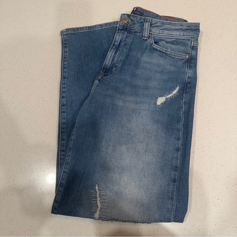Tommy Hilfiger Blue Straight-Leg Patch Jeans